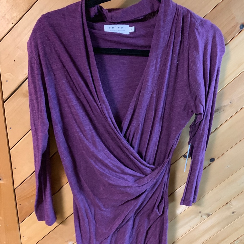 Soft purple draped dress
